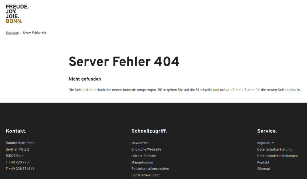Server Fehler 404 - Nicht gefunden